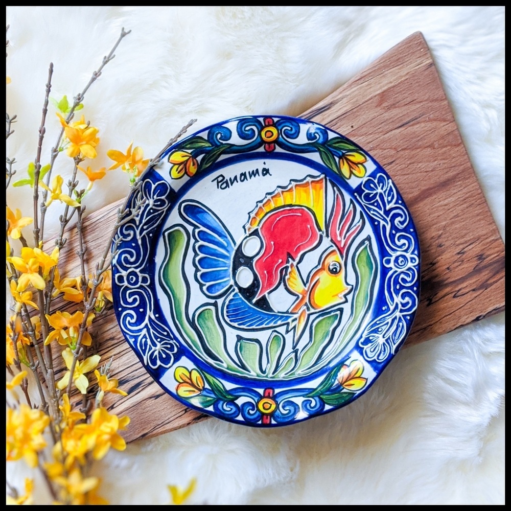 Hand Crafted Panamanian Ceramic Painted Wall Plate